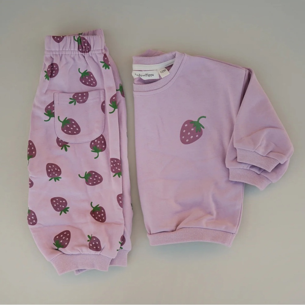 IP Indy and Pippa Lilac Strawberry Sweatshirt set NEW